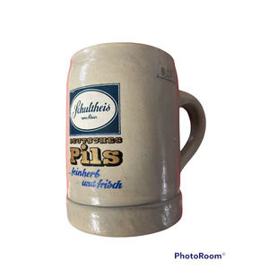 Vintage SCHULTHEIS VOM RHEIN DEUTSCHES PILS ADVERTISING STONEWARE MUG CUP GERMAN